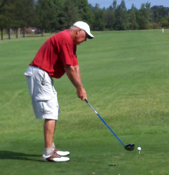  Fred Kotewa (alias FBI) takes the driver back and crushes one on #10.&nbsp; Fred is known for his golfing prowess and his work in the garden.&nbsp; Those pickles are great!
